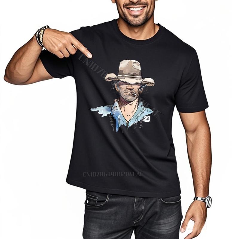Unisex T Shirts Travel Unisex Tshirt Unisex Wearing Cowboy Hat Shirt Summer Comfort Tshirt Classic Black Tshirt For Unisex
