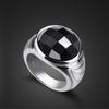 Men'S And Women'S Rings Black Agate Rings Thick Rhodium Gold Silver Plated Jewelry Couple Rings