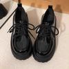 Lace-up Leather Shoes Women's British Style Shoes Versatile Retro Heightening Black Japanese New Thick-soled Small Fashion Models