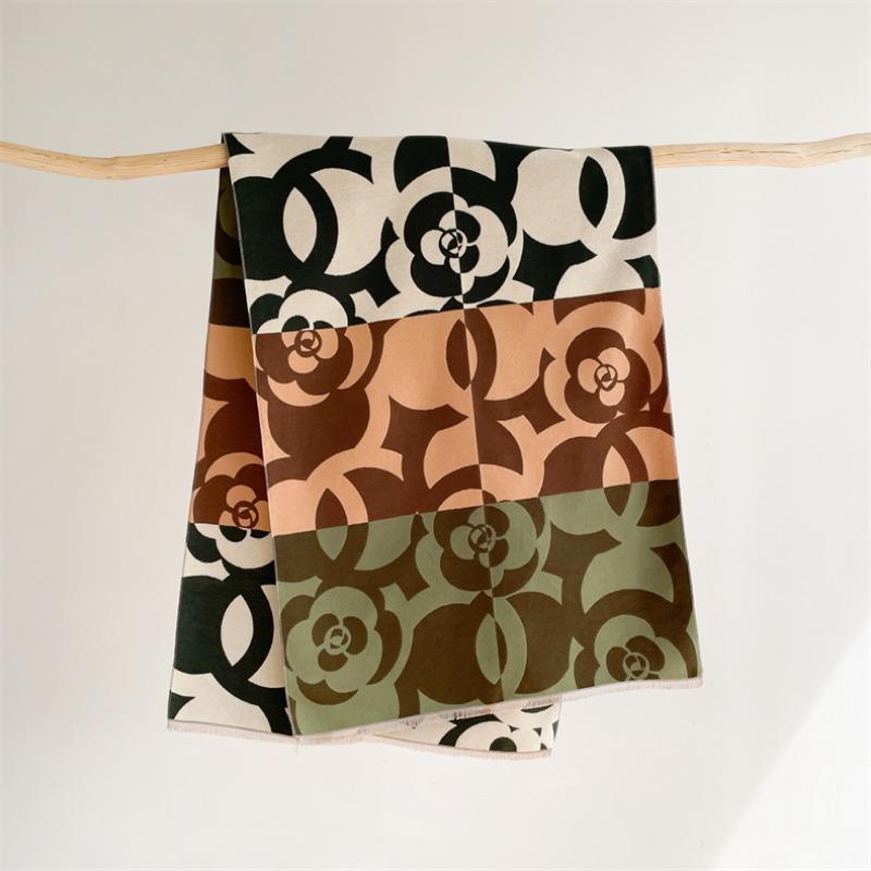 Winter New Camellia Double-sided Scarf Thickened Warm Shawl Imitation Cashmere Student Cape Cold Women