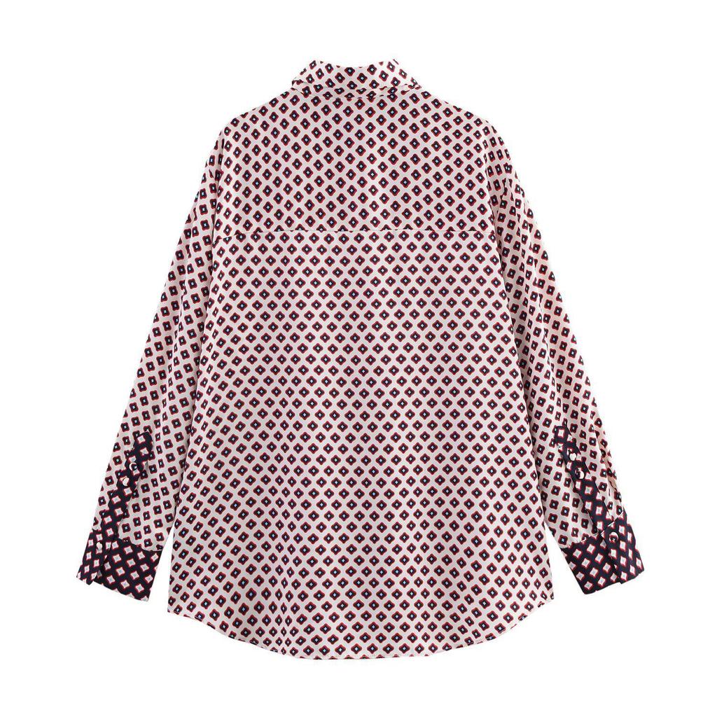 Весна 2025 Женский комплект с принтованной рубашкой и брюками прямого кроя 11305