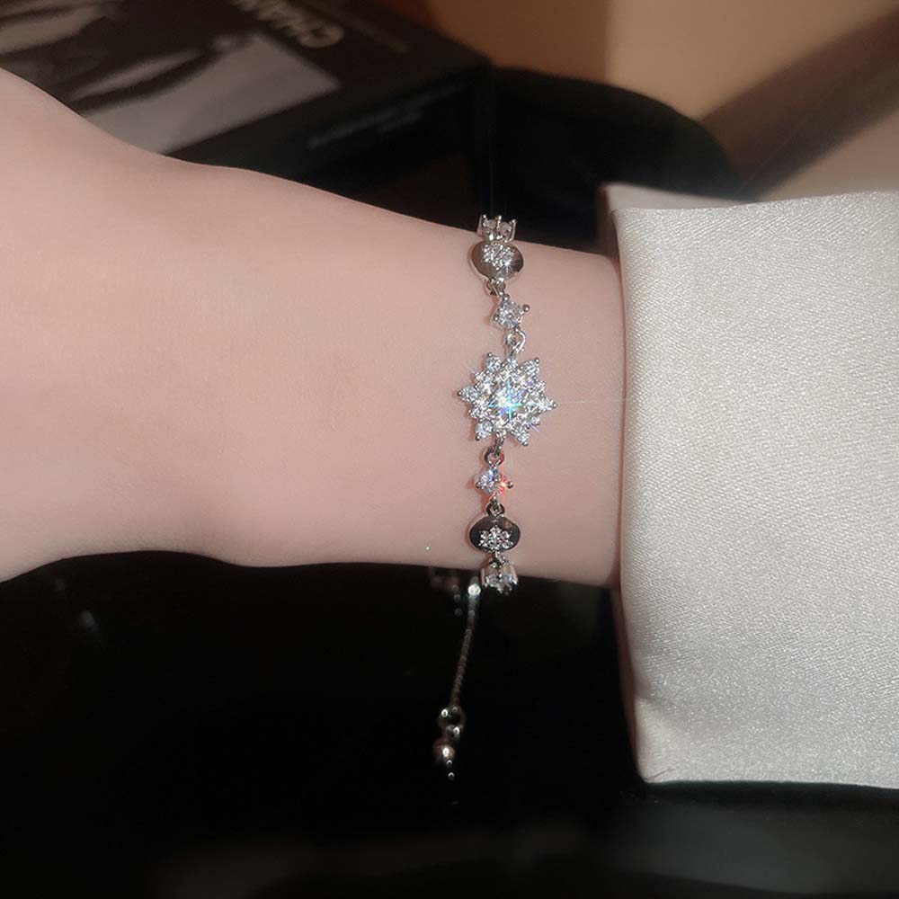 Цирконий Парный Кристалл Браслет Снежинка Подарок на День Святого Валентина Ins Снежинка Браслет Дружба