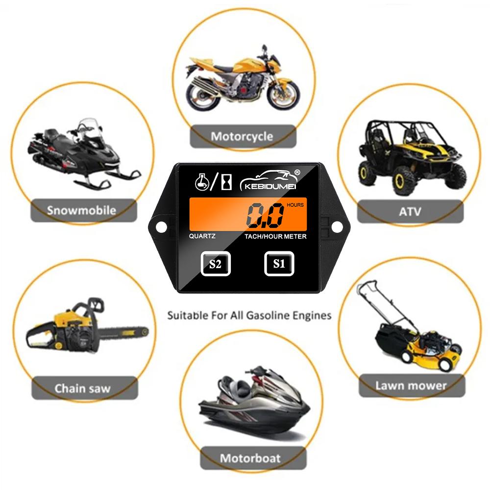 Цифровой универсальный счетчик моточасов двигателя с подсветкой ЖК-дисплеем для лодки, тахометр, датчик оборотов двигателя, водонепроницаемый для мотоциклетных бензопил