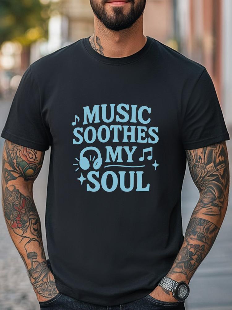 Music Soothes My Soul Minimalist Headphones & Notes Graphic T-Shirt Unisex Tee Unisex T-Shirt