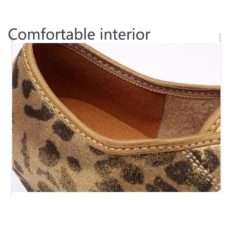 Fashion Golden Leopard Print Women Girls Latin Shoes Teacher Shoes Lace Up Modern Ballroom Jazz Practise Shoes 5CM Heel
