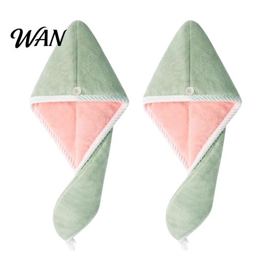 Gentle Hair Care Accessory Reversible Towel Wrap, Microfiber Turban with Button, Quick Dry, Absorbent Bath Cap Anti-frizz Drying for Women Long Thick