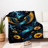 "Golden Phoenix with Sunflowers Wall Art Print"Blanket Flannel Throw Blanket for Sofa, Bed, Travel, Camping, Office, Couch, Chair, And Bed G