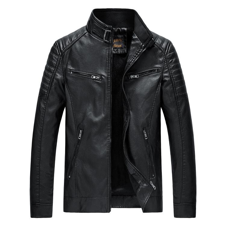Autumn and Winter Men's Leather Jacket, Stand Collar, Trendy Leather Jacket, Handsome Motorcycle Jacket, Men's Jacket