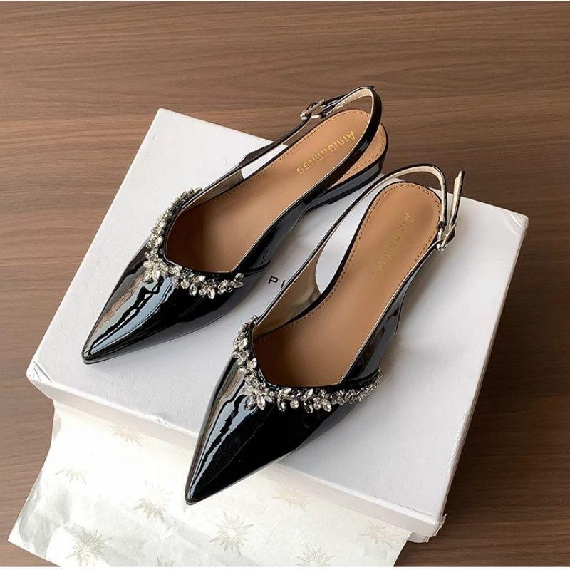 French temperament niche pointed rhinestone high heels single shoes fairy shoes bag head spring and summer sandals