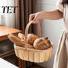 Woven Wood Gift Basket Handmade Storage Basket, Oval Organizer with Reinforced Handle, Desktop Sundries Container Large Capacity Bin for Kitchen