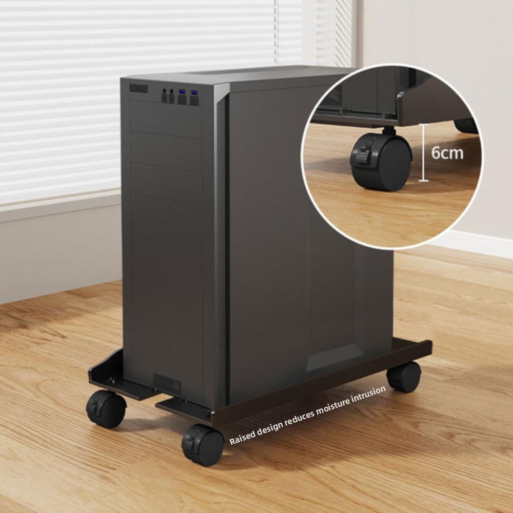 4 Caster Wheels Computer Tower Stand Carbon Steel Adjustable PC Tower Stand PC Stand For Students