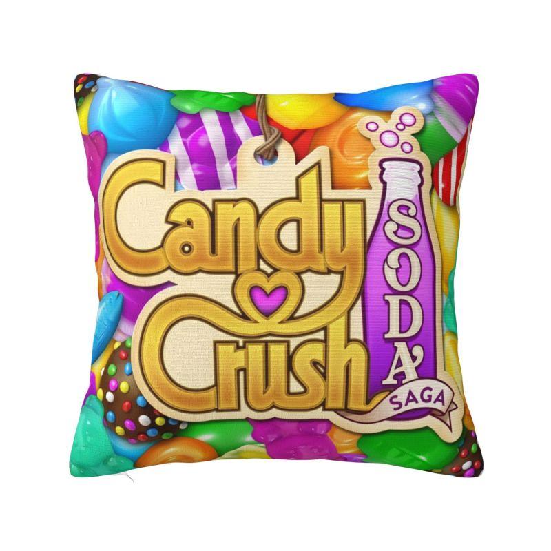 Custom Video Game Candy Crush Saga Cushion Cover Colorful Velvet Cute Pillow Case Home Decor