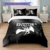 Led Zeppelin Print 3Pcs Bedding Set Duvet Cover With Two Pillowcases Soft Bed Linen For Household Bedroom