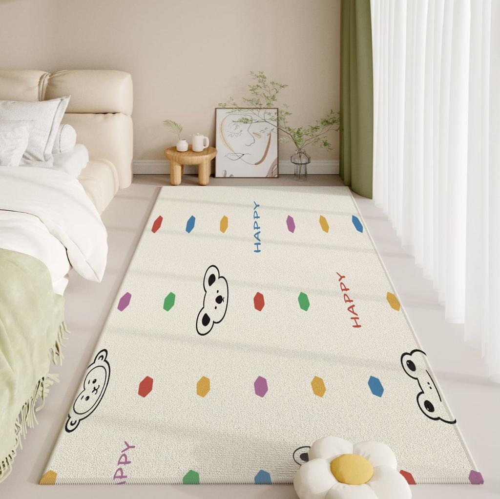 ins wind Cute Dopamine Cartoon Bedside Rug Girl Waterproof Stainless Bedroom Floor Mat Indoor Decoration
