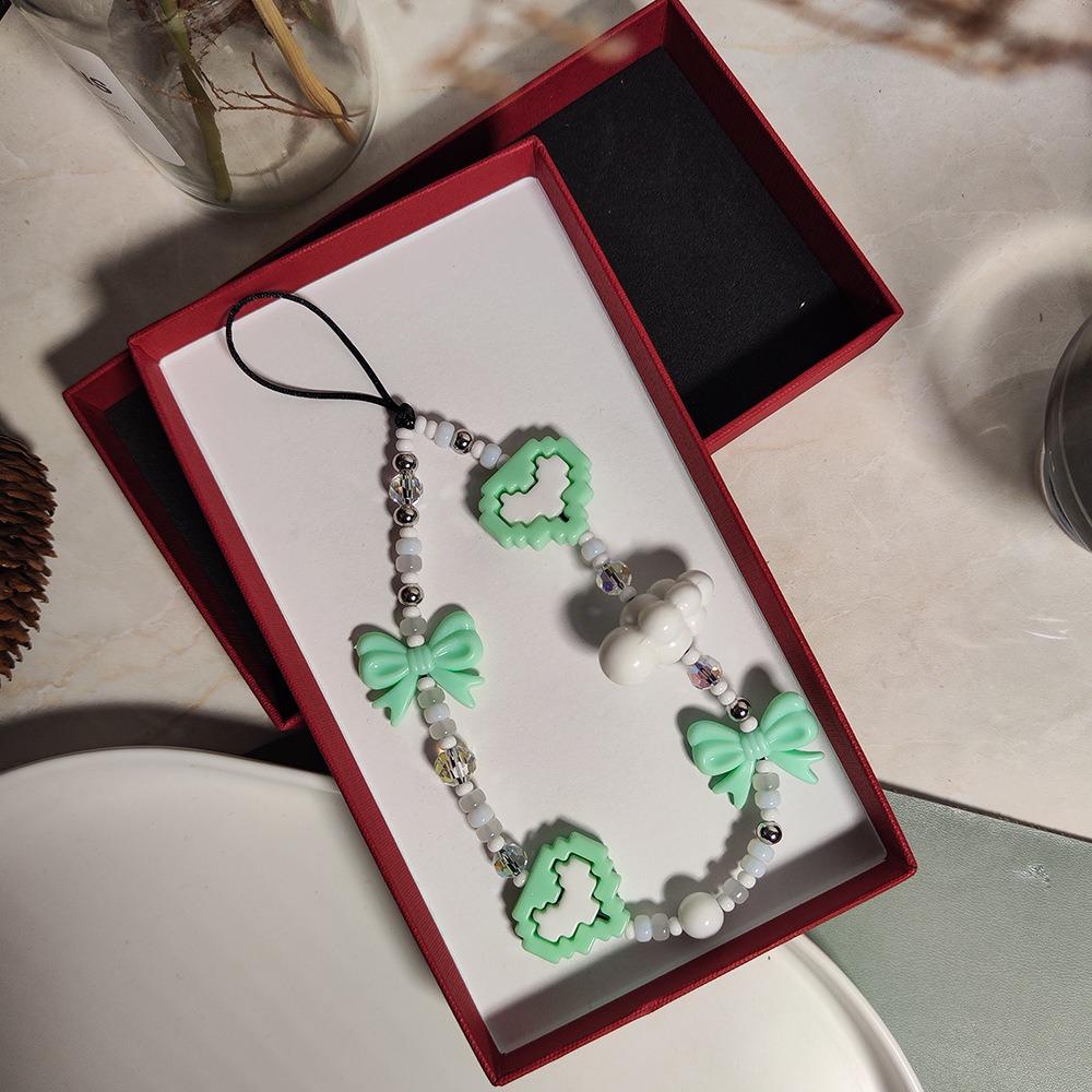 Браслет-брелок для телефона с бисером в форме сердца, длина: 16см+5см