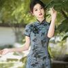 1011 summer and autumn new national style improved velvet cheongsam new Chinese large size long wedding ceremony performance generation