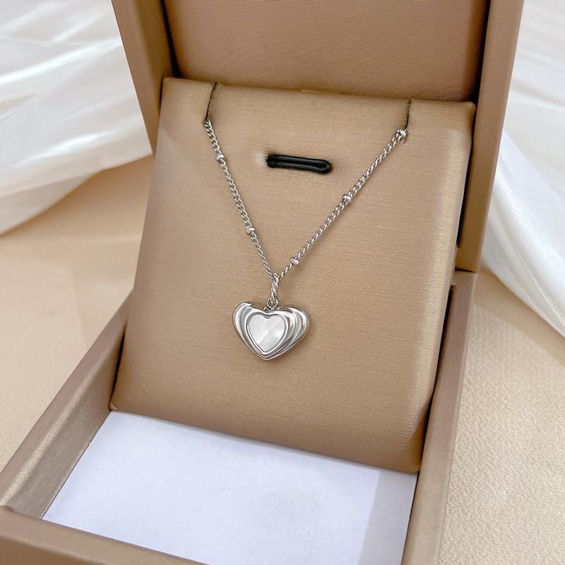 Light Luxury Butterfly Heart Zircon Pendant Necklace Stainless Steel Trendy Geometric Choker Jewelry Party Gifts For Women Girls
