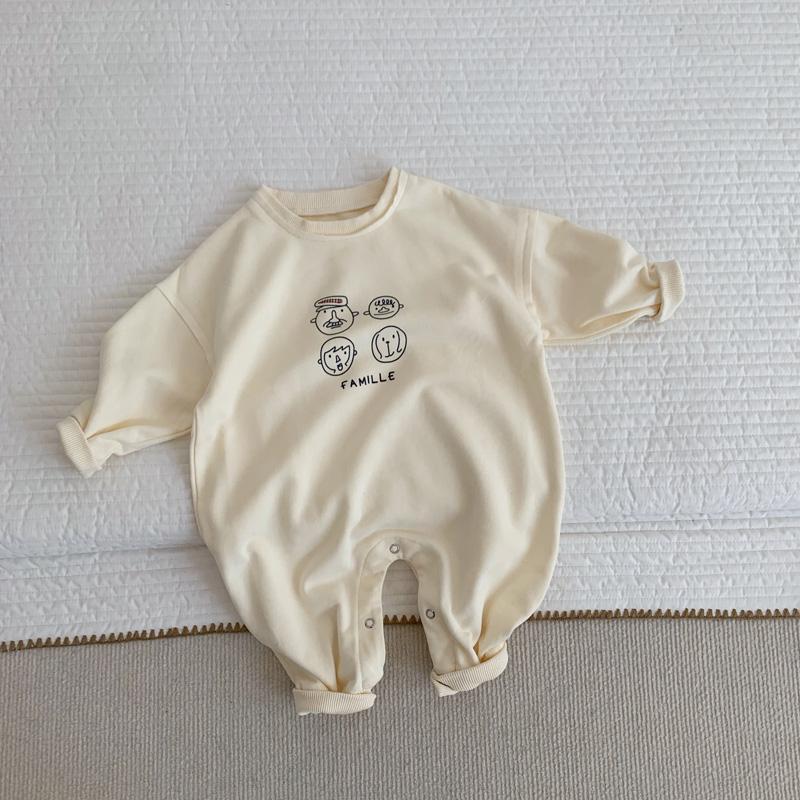 Весенний корейский стиль унисекс детский ромпер: Модный хлопковый пуловер свободного кроя для игр на открытом воздухе