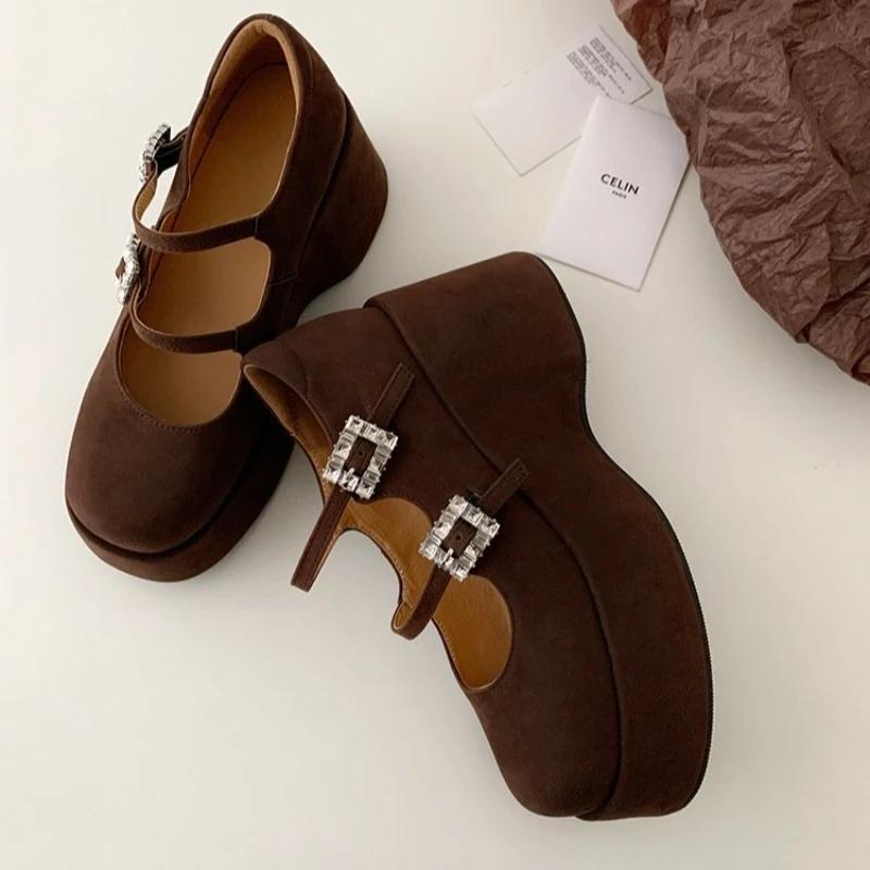 Модные Платформенные Туфли Женские Сандалии на Танкетке Летние 2025 Новый Тренд Туфли-лодочки Мелкие Элегантные Замшевые Большого Размера Zapatos Mujer