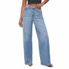 Women's Wide Leg Jeans Casual Highwaist Straight Denim Pants With Pockets
