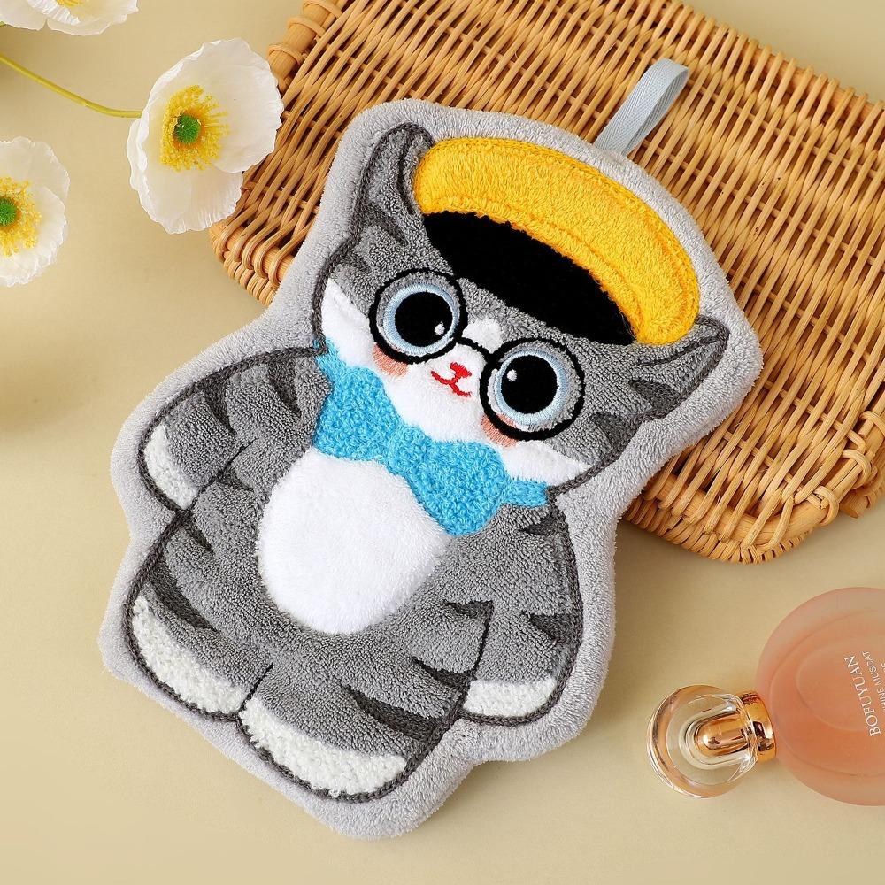 Cute Cat Kitchen Toilet Handkerchief Soft Washcloth New Hand Towel