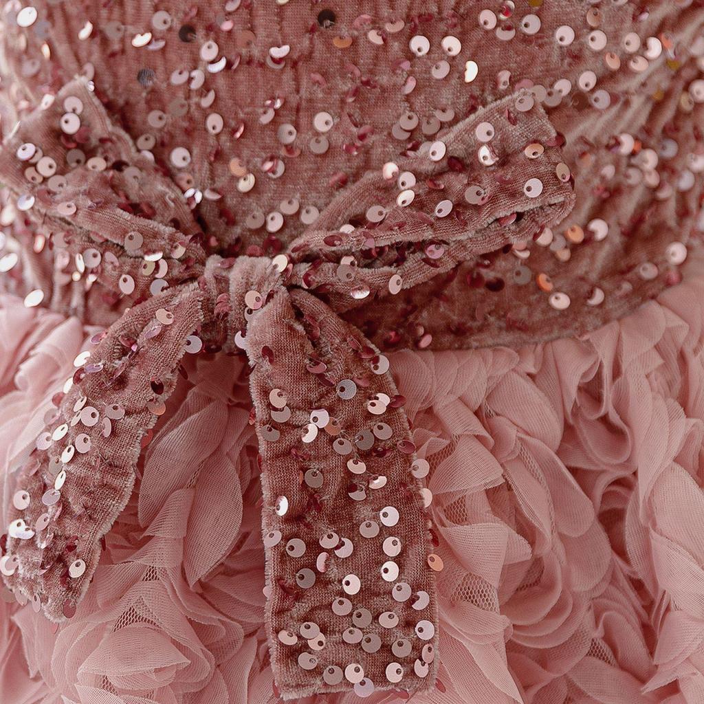 Платье принцессы для вечеринки с пайетками и лоскутной отделкой в виде роз для девочек