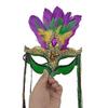 Sequin Masquerade Mask Mardi Gras Feather Masque Green Yellow Purple Mardi Gras Costume Accessory Carnival Masques Party Masks