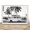 Beach Camper Van Surfing Ocean Landscape Wall Art Palm Tree Surfboard Canvas Painting Home Room Decor Poster Prints