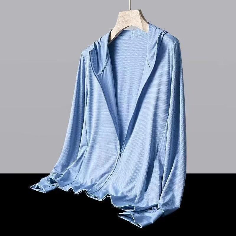 Мужская летняя сетчатая куртка Ice Silk Sun Protection Jacket - легкая, с капюшоном, дышащая, для бега и активного отдыха