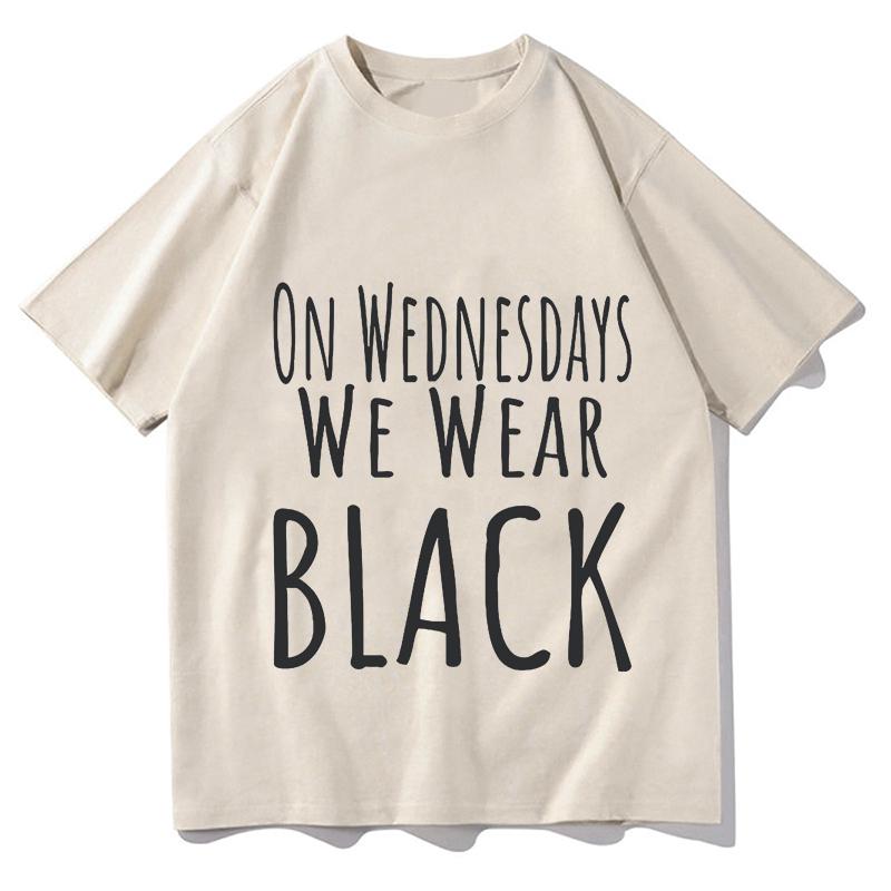 2026 New On Wednesday We Wear Black Tshirts Summer Unisex Pure Cotton Fashion Tees Unisexs Unisexs Outdoor Sports Crew Neck Tops