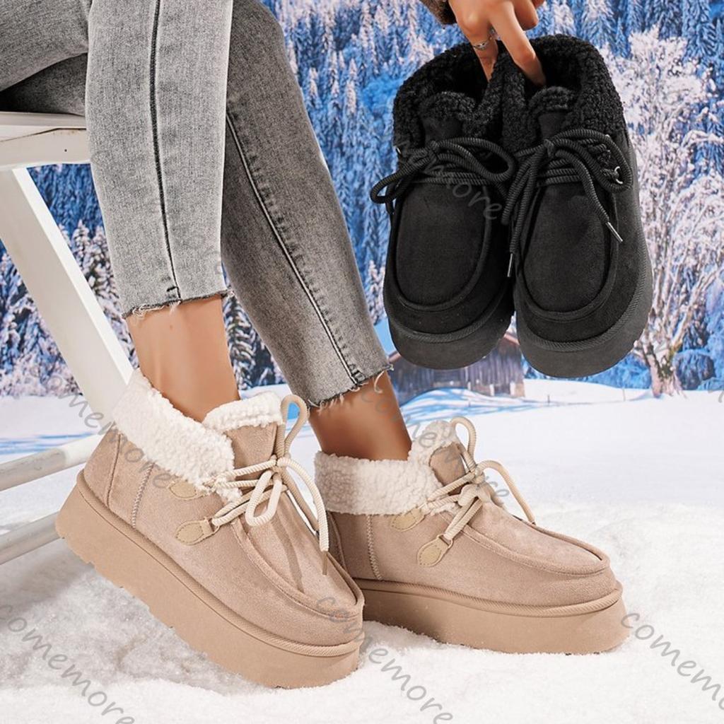 Fashion Comemore Women's Cotton Shoes 2025 Autumn Winter Round Head Thick Bottom Padded Warm Snow Boots Casual Flat Bottom Ankle Boots