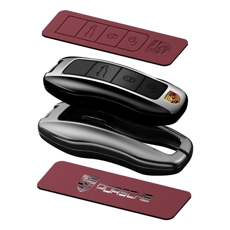 Leather Car Key Case Cover Shell Keychain Fob For Porsche Panamera Spyder Carrera Macan Cayman Cayenne 911 970 981 991 Accessory