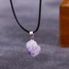 Amethyst Leather Rope Crystal Necklace Geometry Clavicle Chain Korean Style Jewelry Female Necklace