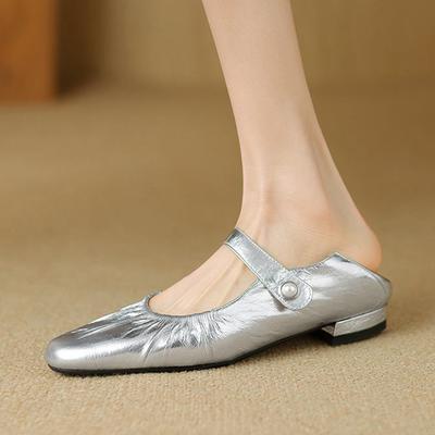 Туфли-лодочки Mary Janes на низком каблуке из натуральной кожи, размер 40, женские, квадратный нос, летние, неглубокие