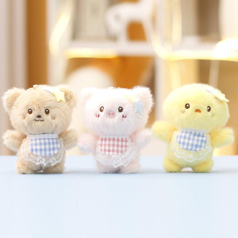 Rabbit Star Bear Plush Toys Keychain Super Soft Short Pile Children Pendant