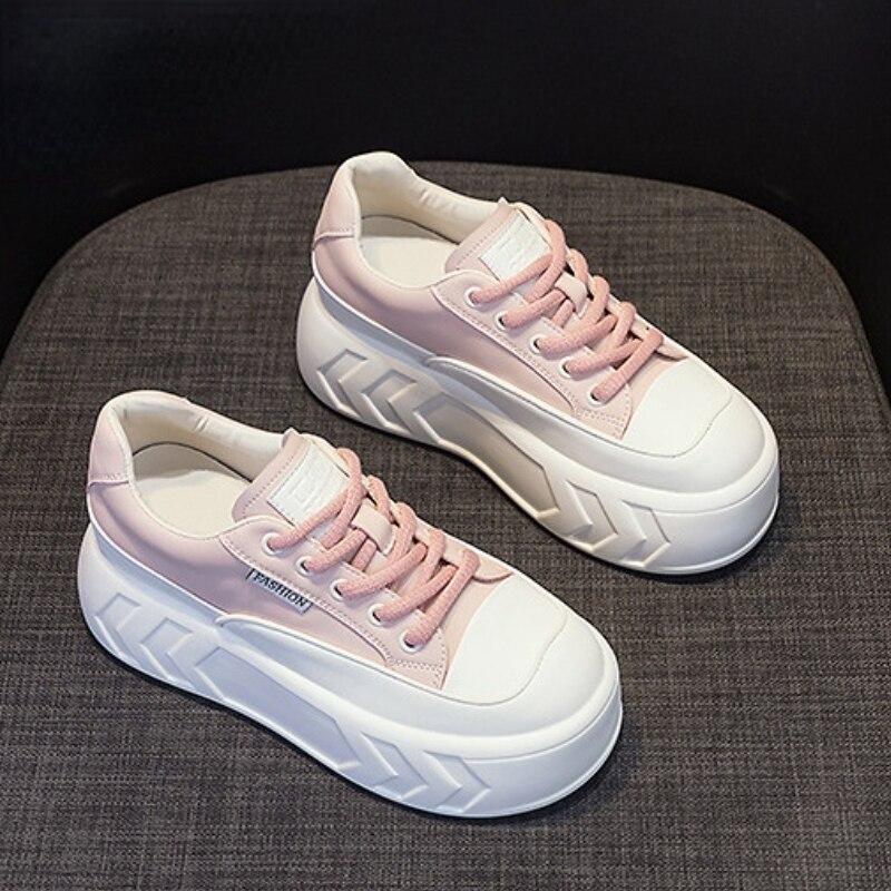 Fujin/8 см массивные кроссовки 2023, повседневная женская обувь из натуральной коровьей кожи на скрытом каблуке, на вулканизированной платформе, весенне-осенняя модная удобная обувь