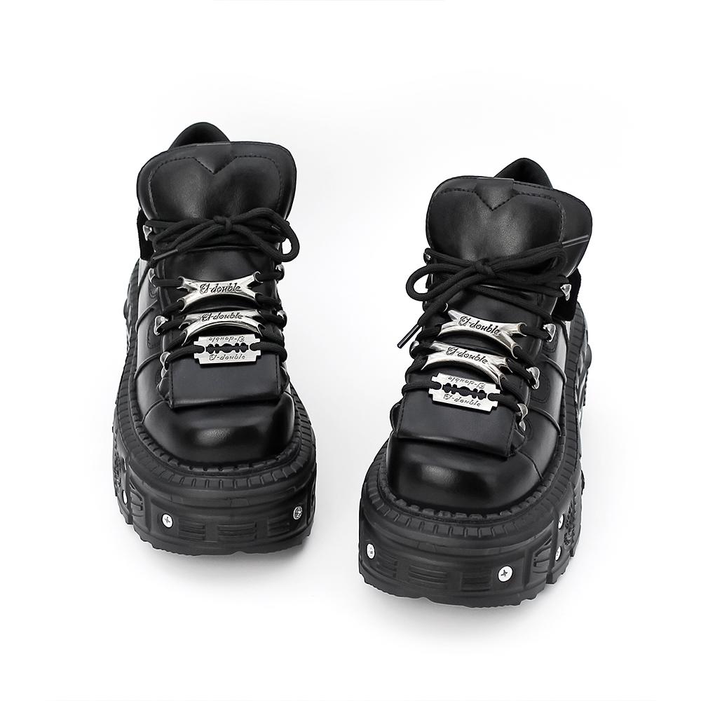 Новые женские туфли в стиле панк на шнуровке, каблук высотой 6 см, туфли на платформе, женские готические ботильоны в рок-стиле, женские кроссовки с металлическим декором