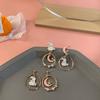 Sweet Personality Girl Moon Korean Asymmetric Earrings Rabbit Drop Earrings Anti Allergy Enamel
