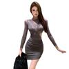 New Fashion Sexy Spice Irregular Lace Crease Slim Dress Women