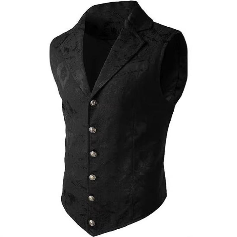 Мужской приталенный жилет в стиле business casual с жаккардовым узором, Осень