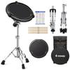 Donner 12-inch Black Drum Practice Pad Set, Quiet, High-Rebound, Anti-Vibration, Percussion Kit with Snare Drum Stand, 3 Pairs of Drumsticks, Sheet Mu