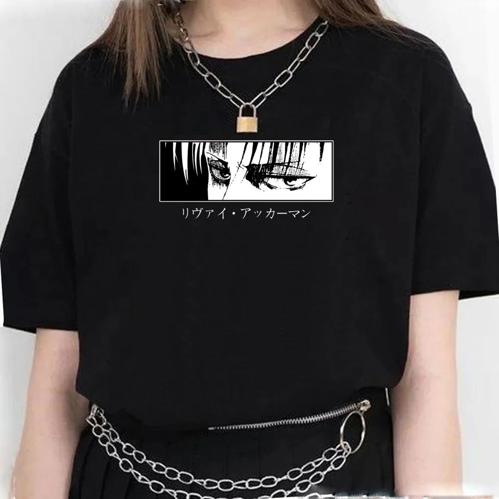 Японский аниме Атака титанов Графический принт Harajuku Футболка Повседневная мода с коротким рукавом Футболка размера плюс для женщин