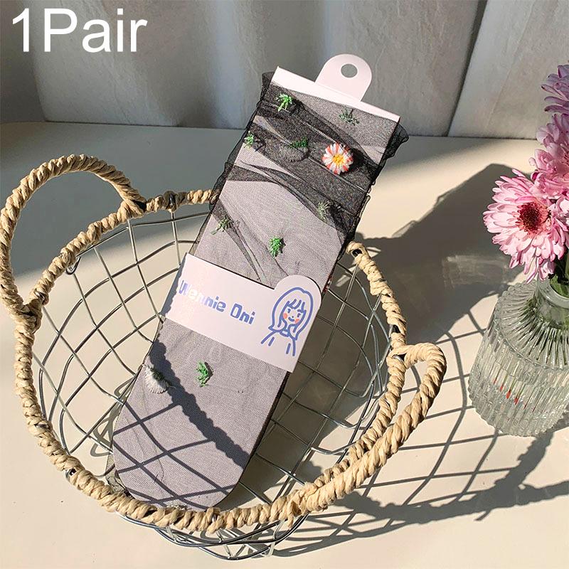 1 пара средних цилиндрических корейских носков Fairyism Mesh Daisy, ультратонкие носки с впитывающим пот ворсом