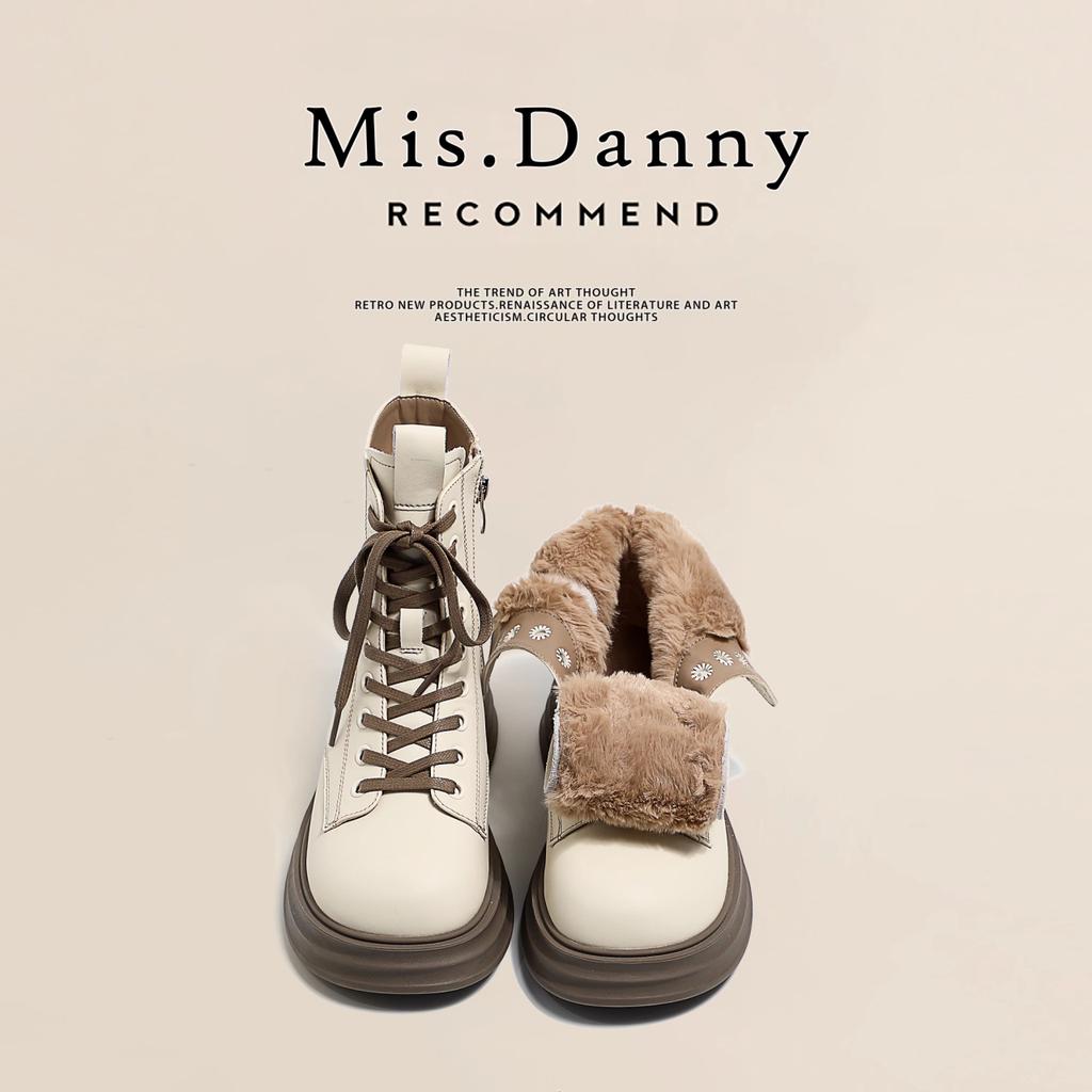 Fashion Autumn Women's Boots British Style Genuine Leather Women's Boots Comfortable and Warm Thick-soled Women's Shoes