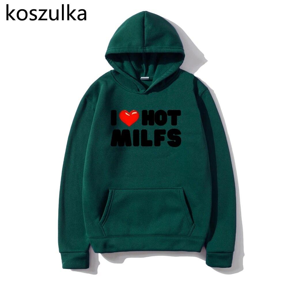 I Love MILFs Mothers Day Hoodies I Heart MILFs Husband Hoodie Harajuku Pullovers Spring/Autumn Unisex Unisexga Tops Unisex Clothing