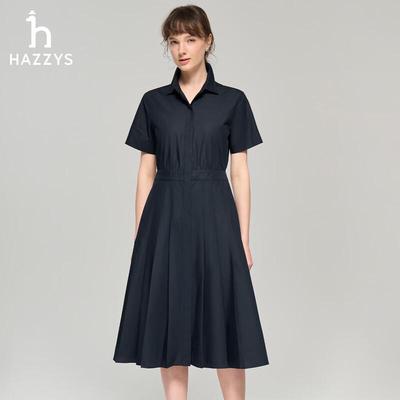 Женское летнее платье-миди HAZZYS с лацканами и стяжкой на талии