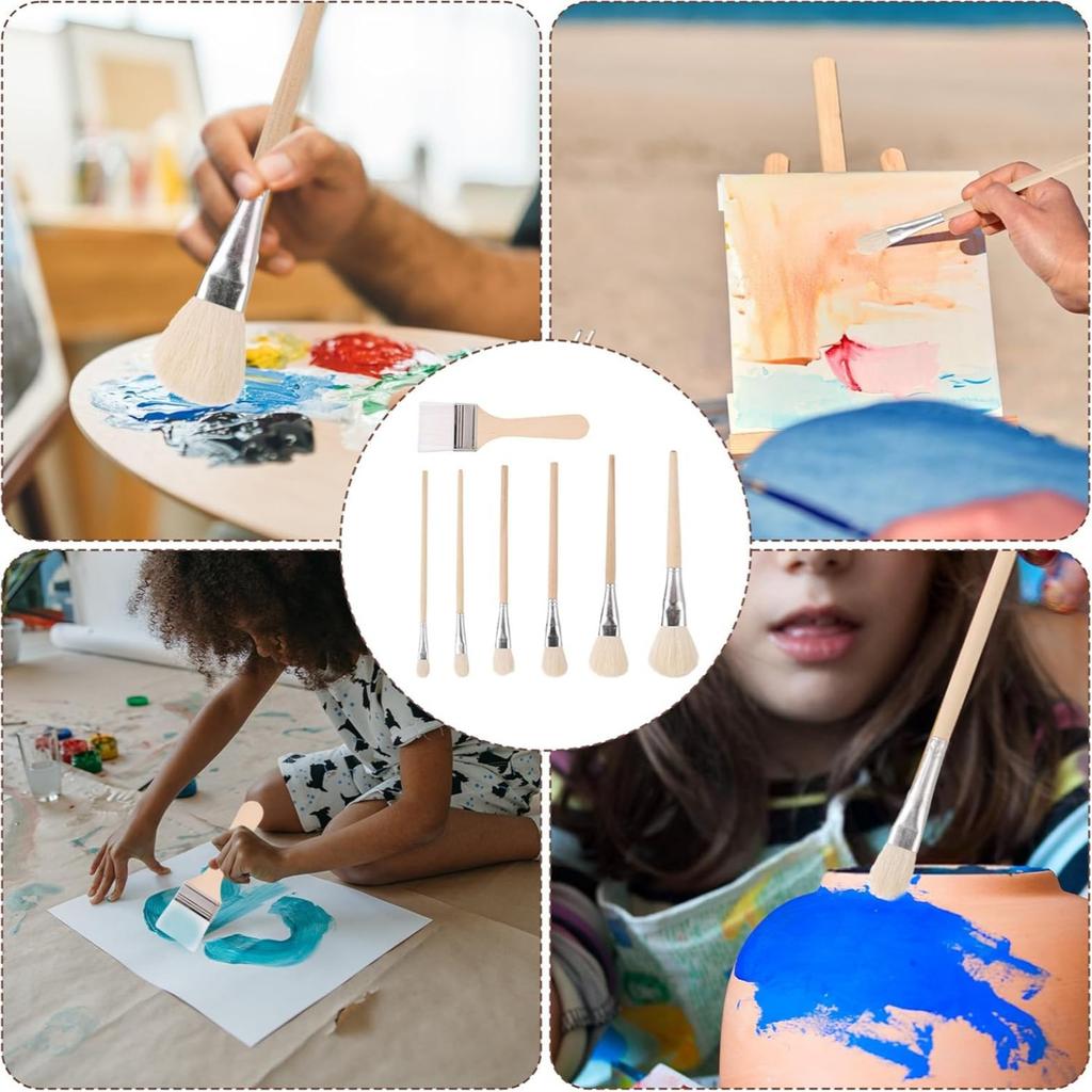 Набор из 7 акриловых кистей для рисования, деревянные кисти для глазури, художественные кисти для рисования, кисти для глазури, керамические кисти для акварели, набор для живописи поделок