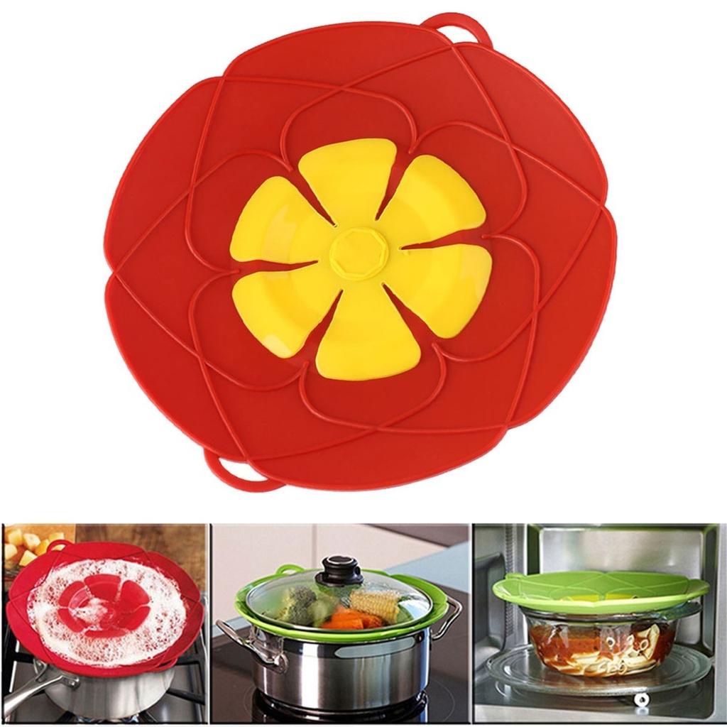 Spill Stopper Cover Boil Over Safeguard Silicone Lid Stops Pot Kitchen Tool KTY