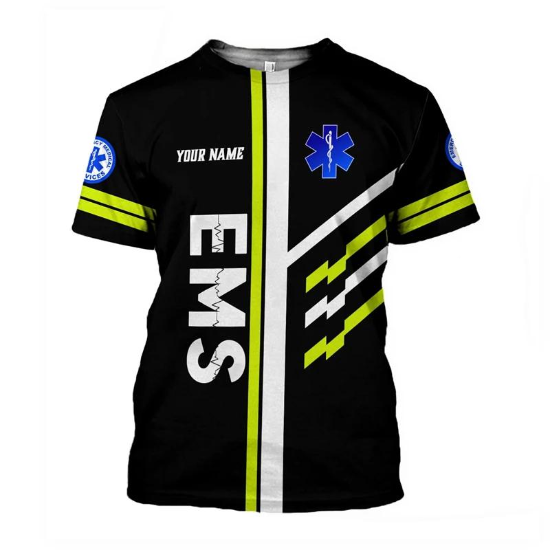 2025 новый персонализированный cosplay ems t paramédico emt работник ретро t-shirts ретро 3D печатный повседневный винтажный футболка