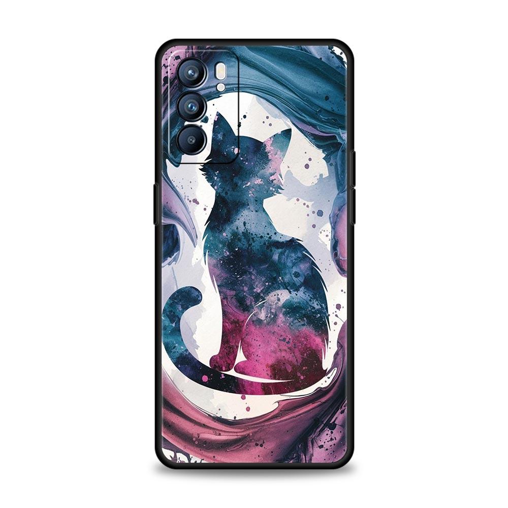 Cute Cat Phone Case For Oppo Reno 13 12 11 10 7 F Find X5 X6 A98 A80 A79 A78 A57 A54 A31 A17 Pro 5G Soft TPU Cover Fundas Capas